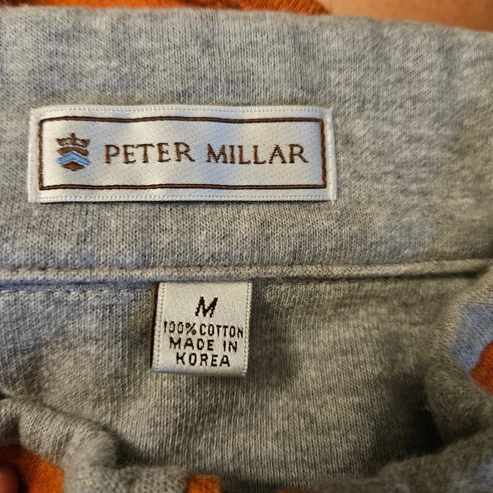 Peter Millar Men's Medium‎ 100% Cotton Quarter Zip Orange Sweater Vest